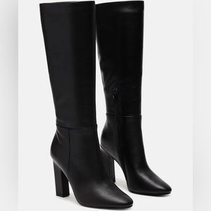 Archers Black Leather Heeled Boots